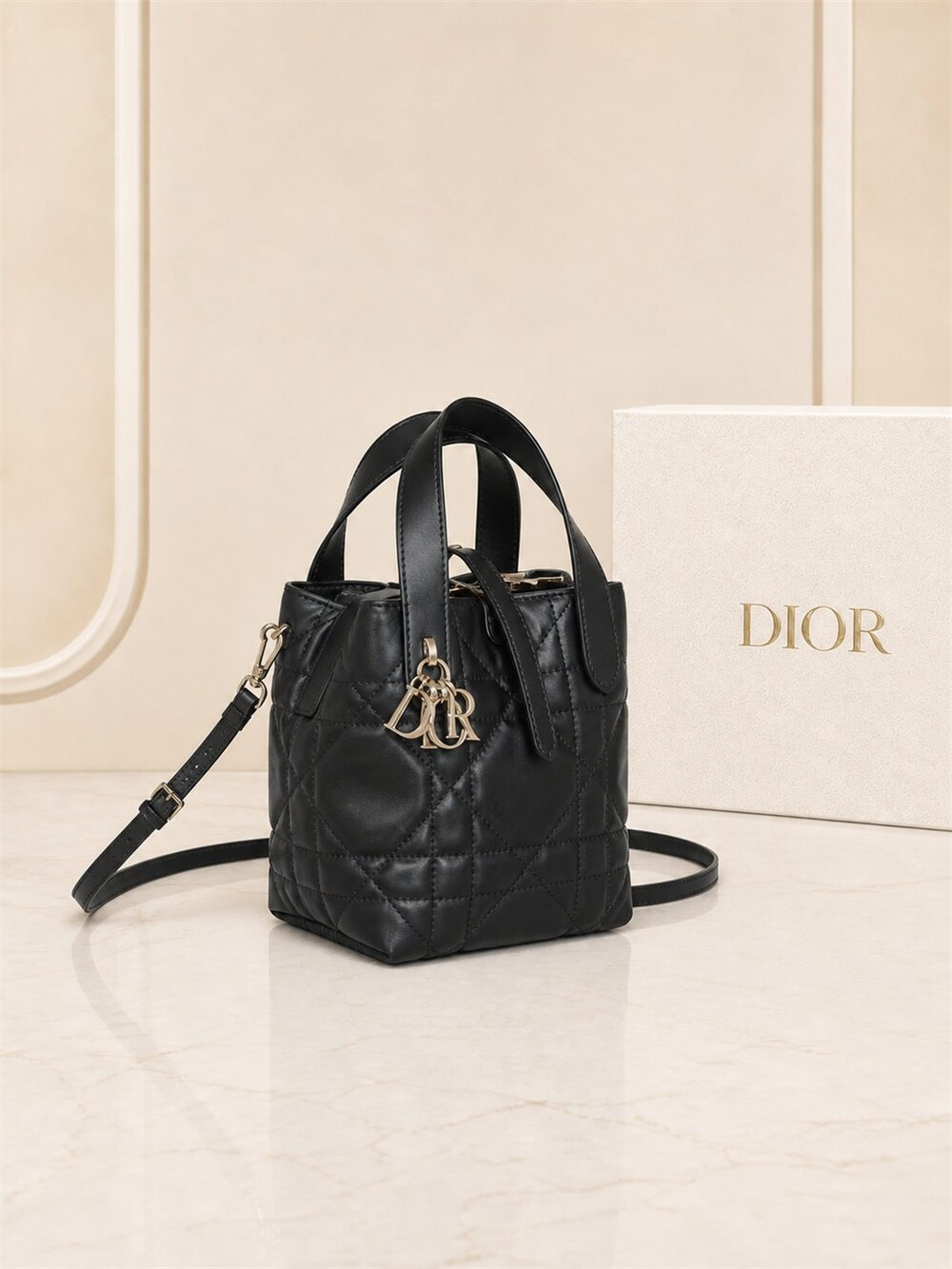 Dior Toujours Mini Vertical Black Cannage Leather Tote Bag - Picture 5 of 9